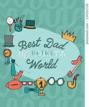 Text with icons on fathers day card Text with icons on fathers day card 134101550