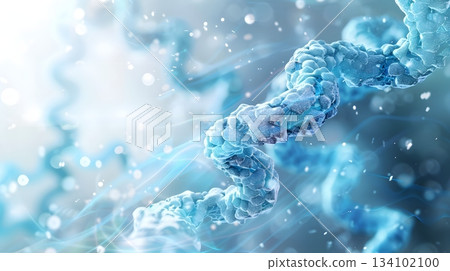 DNA雙螺旋和分子結構的醫學背景概述：生物技術和科學研究概念 134102100