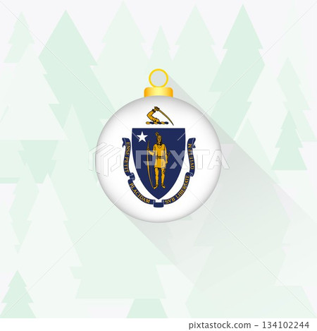 Massachusetts State Flag Christmas Decoration. Massachusetts State Flag Christmas Decoration. 134102244