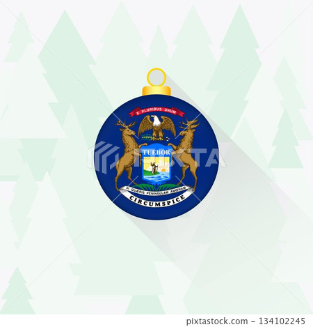 Michigan State Flag Christmas Decoration. Michigan State Flag Christmas Decoration. 134102245