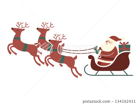 聖誕老人在馴鹿雪橇上 聖誕老人在馴鹿雪橇上 134102431