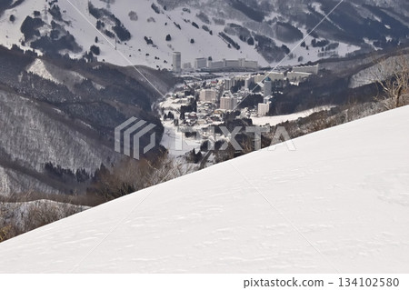 Mt. Naeba and Naeba Resort seen from Mt. Mikuni in winter Mt. Naeba and Naeba Resort seen from Mt. Mikuni in winter 134102580