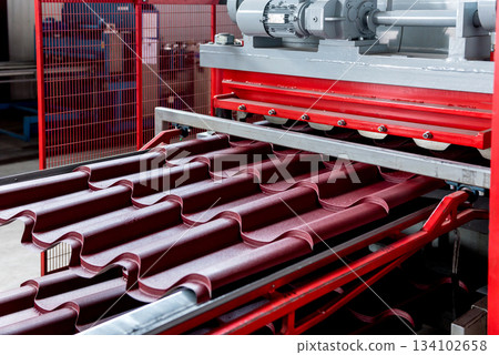 Metal sheet forming machine at the modern metalwork factory. Metal sheet forming machine at the modern metalwork factory. 134102658