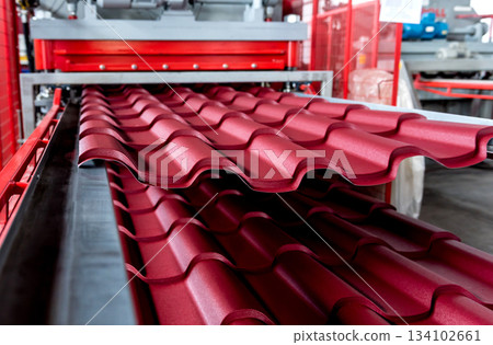 Metal sheet forming machine at the modern metalwork factory. Metal sheet forming machine at the modern metalwork factory. 134102661