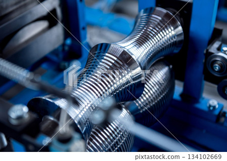 Metal sheet forming machine at the modern metalwork factory. Metal sheet forming machine at the modern metalwork factory. 134102669