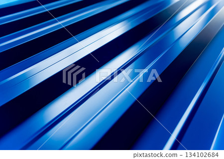 Blue metallic roof tiles background with drops of water. 134102684