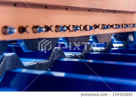 Metal sheet forming machine at the modern metalwork factory. 134102691