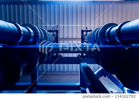 Metal sheet forming machine at the modern metalwork factory. Metal sheet forming machine at the modern metalwork factory. 134102702