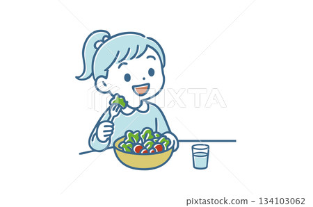 女孩在吃沙拉 女孩在吃沙拉 134103062
