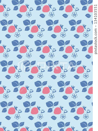 Retro style, simple and pop strawberry pattern in blue 134103551