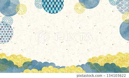 A luxurious Japanese-style background design that elegantly blends soft watercolor cloud patterns with gold accents. A luxurious Japanese-style background design that elegantly blends soft watercolor cloud patterns with gold accents. 134103622