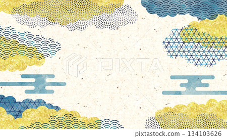 A luxurious Japanese-style background design that elegantly blends soft watercolor cloud patterns with gold accents. A luxurious Japanese-style background design that elegantly blends soft watercolor cloud patterns with gold accents. 134103626