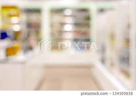 Blurred pharmacy interior providing abstract healthcare background Blurred pharmacy interior providing abstract healthcare background 134103638