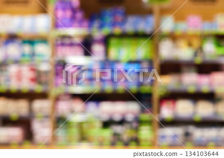 Abstract blurry grocery store supermarket retail background 134103644