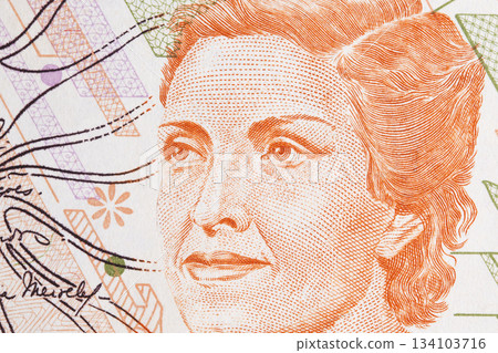 Cecilia Meireles a closeup portrait from Brazilian money Cecilia Meireles a closeup portrait from Brazilian money 134103716