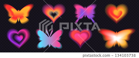 Neon blur stickers in y2k gradient style Neon blur stickers in y2k gradient style 134103738