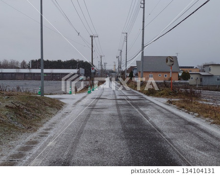 Narrow paved road (winter) Narrow paved road (winter) 134104131