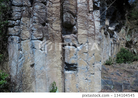 Yakuno Basalt Park in Fukuchiyama City, Kyoto Prefecture, where you can see basalt columnar joints up close: Enlarged view of the surface Yakuno Basalt Park in Fukuchiyama City, Kyoto Prefecture, where you can see basalt columnar joints up close: Enlarged view of the surface 134104545