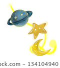 Amazing star with moon and Saturn 134104940