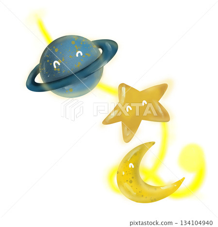 Amazing star with moon and Saturn Amazing star with moon and Saturn 134104940