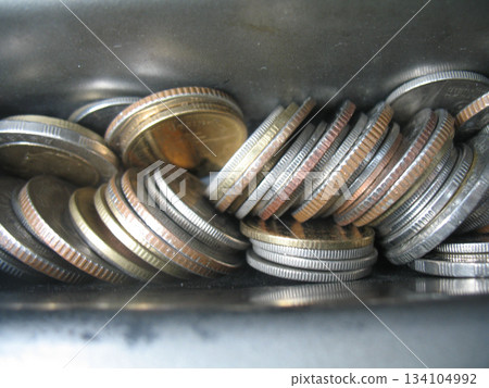 Metal coin stack currency finance savings economy cash money silver Metal coin stack currency finance savings economy cash money silver 134104992