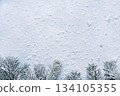 Winter Christmas Background with Snow and Pine Branches 134105355