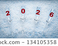 Champagne Glasses with Red 2026 Numbers 134105358