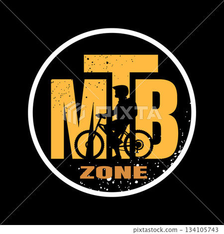 MTB. Mountain bike logo, emblem on dark background. 134105743