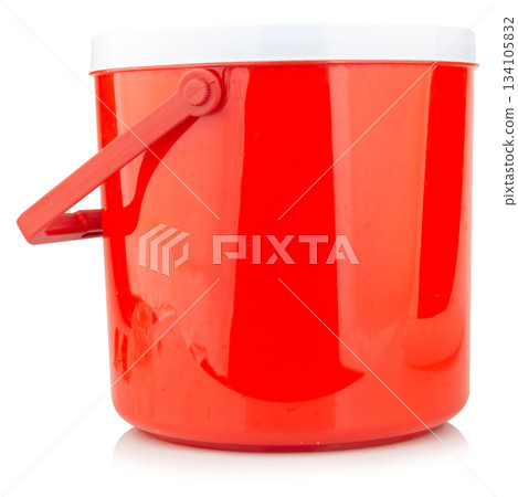 ice bucket plastic color red top view 134105832