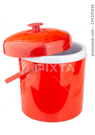ice bucket plastic color red top view 134105838