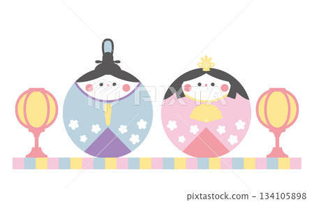 Illustration of a cute round Hina doll Illustration of a cute round Hina doll 134105898