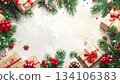Christmas motif frame material 3 framed by winter gifts 134106383