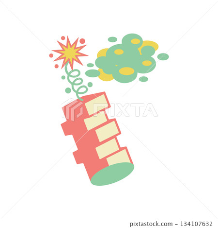 Cartoon firecrackers and fireworks 134107632