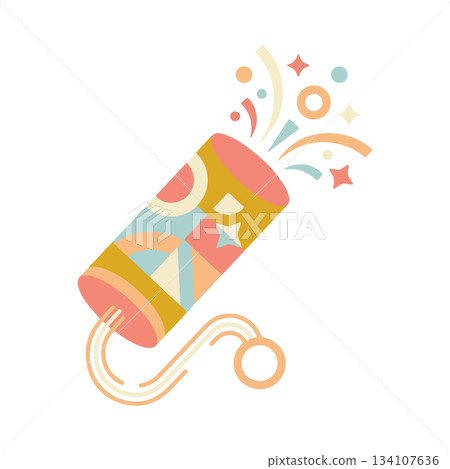 Retro Style Party Popper Illustration Retro Style Party Popper Illustration 134107636