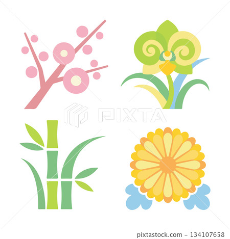 Four Auspicious Plants Four Auspicious Plants 134107658