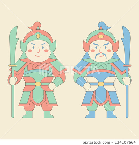 Two Cartoon Chinese Warriors Two Cartoon Chinese Warriors 134107664