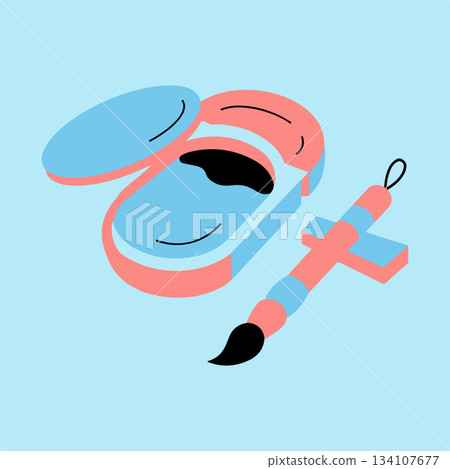 Paint Palette and Brush 134107677