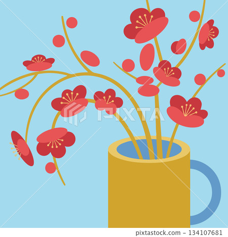 Stylized Plum Blossoms in a Mug Stylized Plum Blossoms in a Mug 134107681