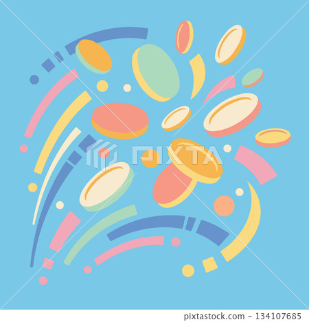 Abstract Geometric Shapes on Blue Background 134107685