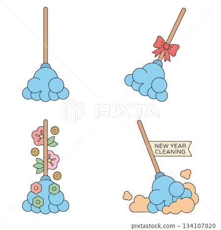 Festive New Year Cleaning Mops 134107820