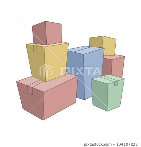 Stacked Cartoon Boxes Stacked Cartoon Boxes 134107828