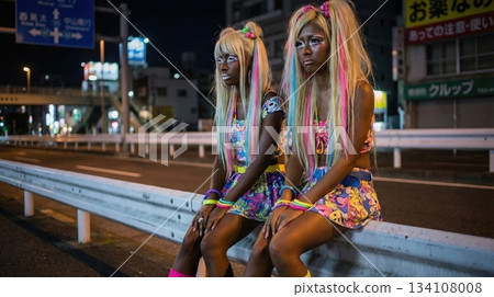 夜裡，亞曼巴族女孩坐在國道旁。 134108008