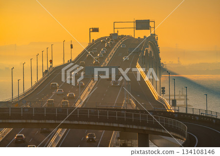 (Chiba Prefecture) A super telephoto view of Kisarazu from Umihotaru PA on the Tokyo Bay Aqua-Line 134108146