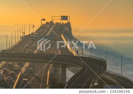 (Chiba Prefecture) A super telephoto view of Kisarazu from Umihotaru PA on the Tokyo Bay Aqua-Line 134108148