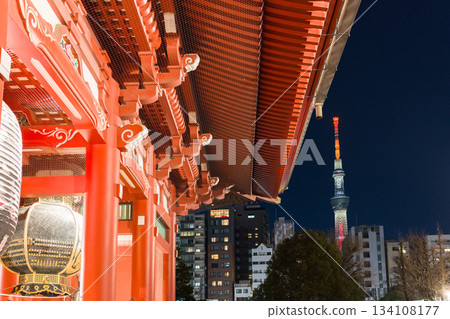 Senso-ji Temple, Tokyo, Japan. Skytree visible Senso-ji Temple, Tokyo, Japan. Skytree visible 134108177