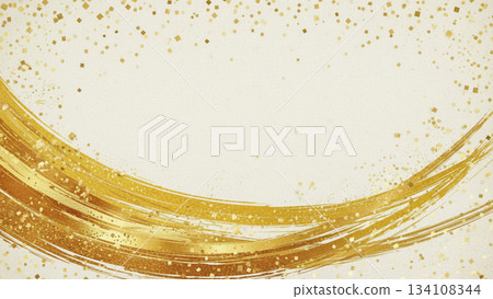 在米色日本紙上用金色筆觸繪製的流線型背景 在米色日本紙上用金色筆觸繪製的流線型背景 134108344