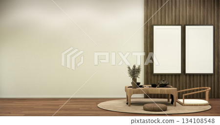 mock up, Japanese empty room tatami mat Designing the most beautiful. 3D rendering 134108548