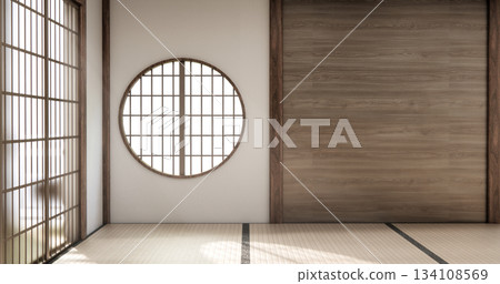 Nihon room design interior with door paper and tatami mat floor room japanese style. 3D rendering 134108569