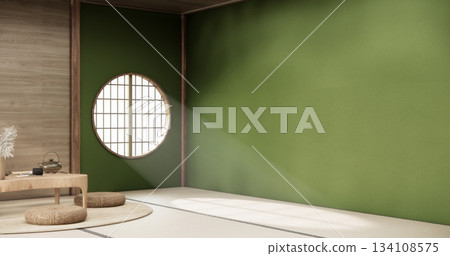low table in Green room Japanese style with decoration muji minimal. 3D rendering 134108575