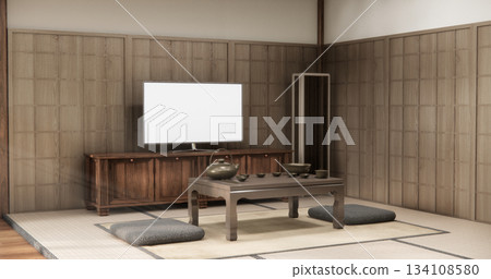 mock up, Japanese empty room tatami mat Designing the most beautiful. 3D rendering 134108580